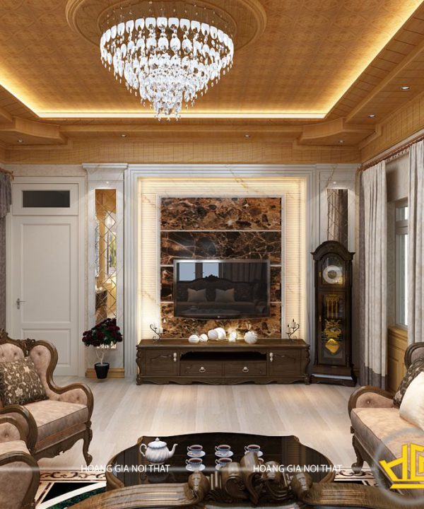 Nội thất phòng khách Tân cổ điển chị Mai Quảng Ninh