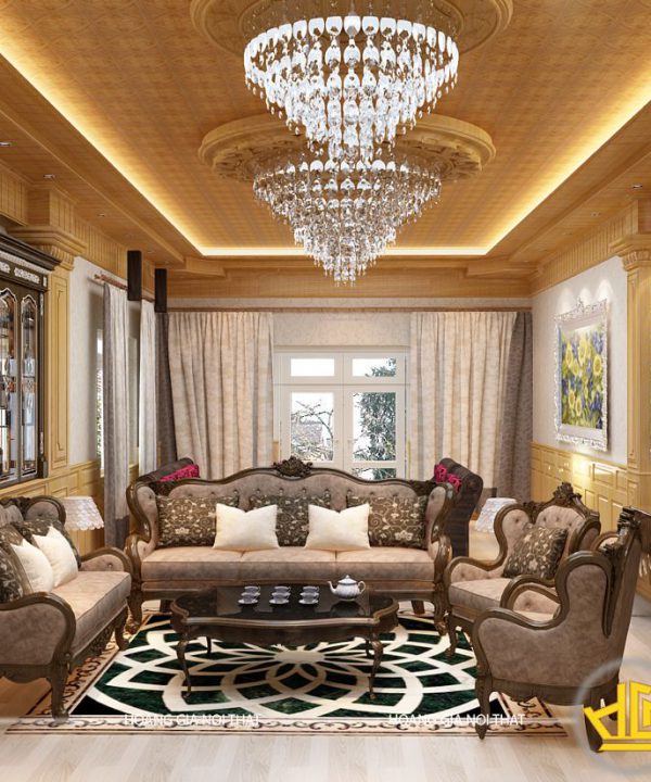 Nội thất phòng khách Tân cổ điển chị Mai Quảng Ninh