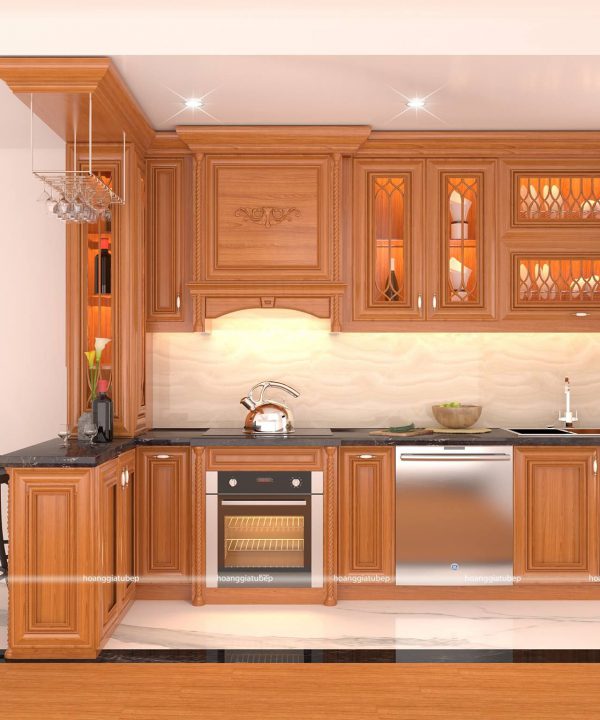 Tủ bếp gỗ gõ anh Huynh