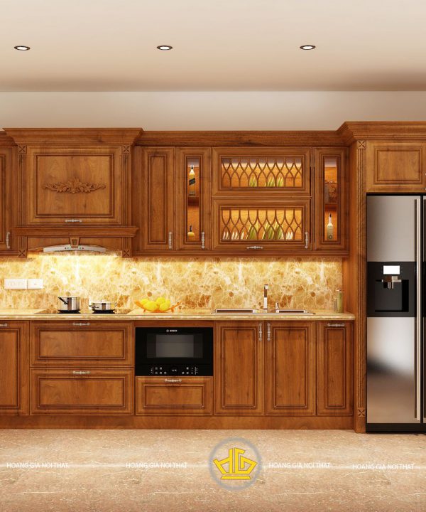 Tủ bếp gỗ gõ bác Thìn Định Công