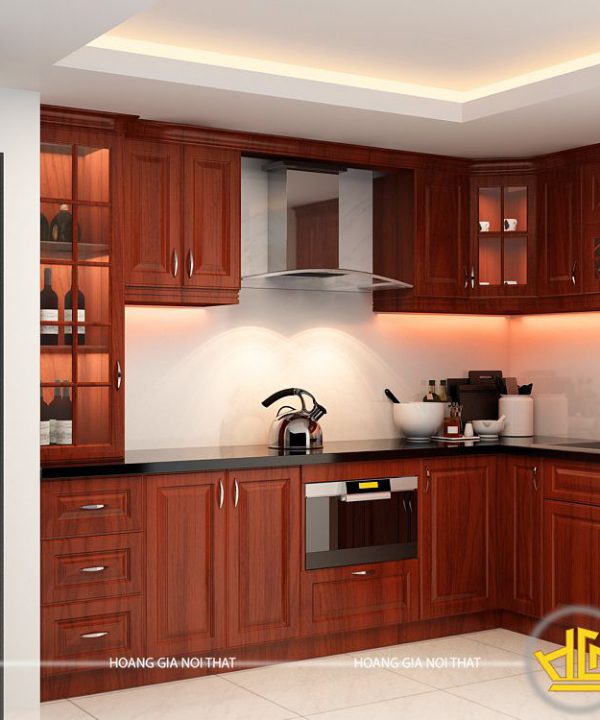 Tủ bếp gỗ lát anh Hải Tây Sơn