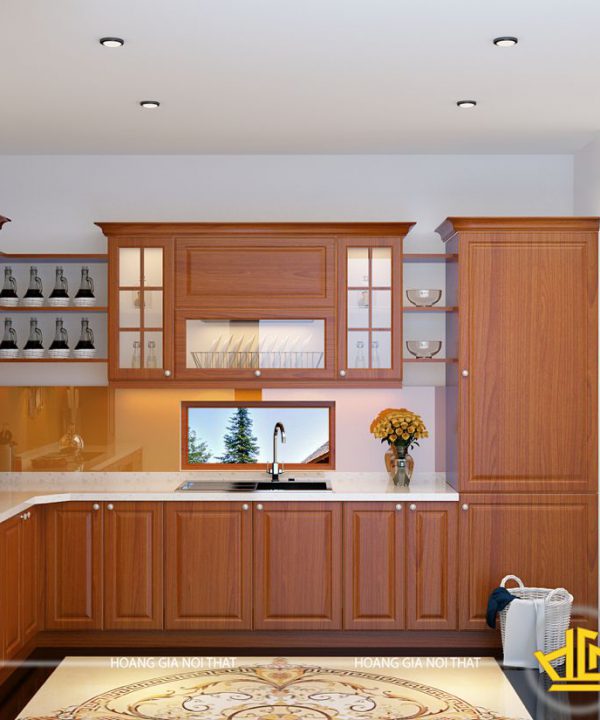 Tủ bếp gỗ lát anh Quyết VinHome