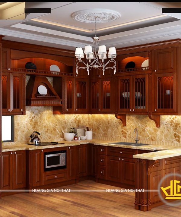 Tủ bếp gỗ lát anh Tuấn Vinhome