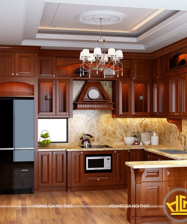 Tủ bếp gỗ lát anh Tuấn Vinhome