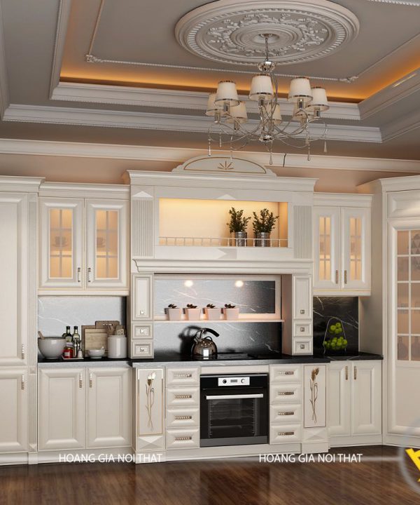 Tủ bếp gỗ lát Châu Phi sơn trắng anh Thanh Hải Dương