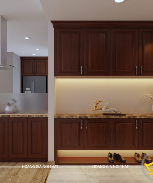 Tủ bếp gỗ lát cô Ngà Tây Hồ