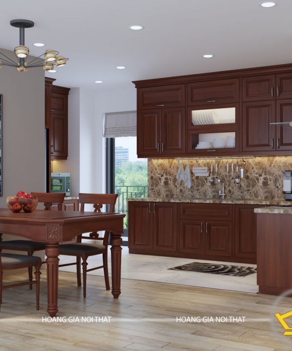 Tủ bếp gỗ lát cô Ngà Tây Hồ