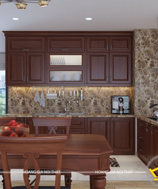 Tủ bếp gỗ lát cô Ngà Tây Hồ