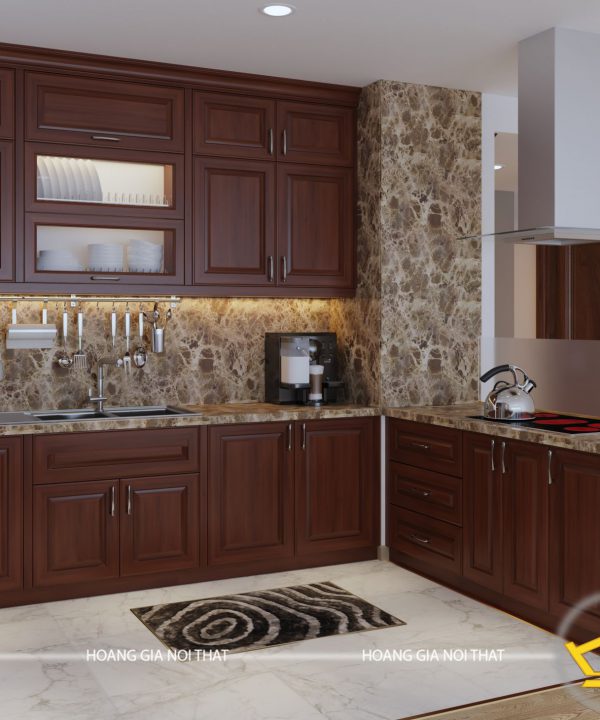 Tủ bếp gỗ lát cô Ngà Tây Hồ