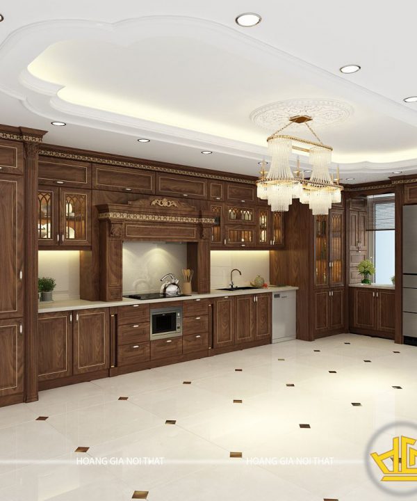 Tủ bếp gỗ óc chó anh Đạt Vạn Phúc