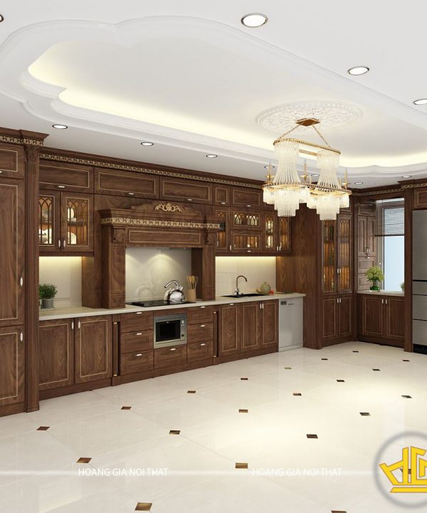 Tủ bếp gỗ óc chó anh Đạt Vạn Phúc