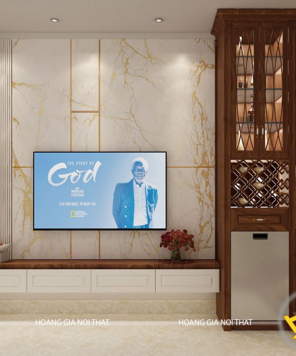 Tủ bếp gỗ óc chó chị Thư Hoàng Cầu