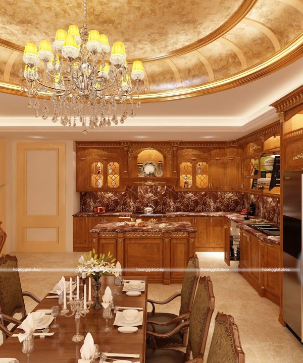 Tủ bếp tân cổ điển anh Hùng khu biệt thự Tây Hồ