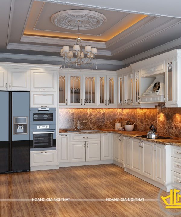Tủ bếp tân cổ điển anh Văn Mễ Trì