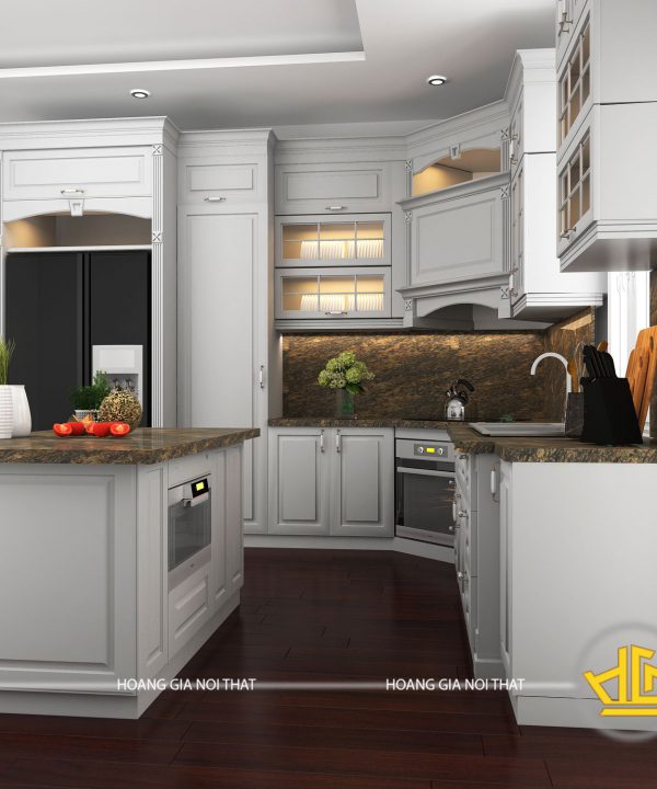 Tủ bếp tân cổ điển chị Phương Tây Hồ