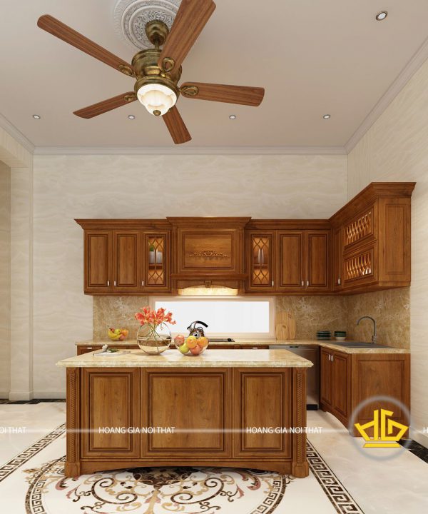 Tủ bếp tân cổ điển chú Minh biệt thự Gamuda