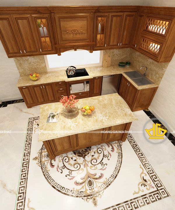 Tủ bếp tân cổ điển chú Minh biệt thự Gamuda