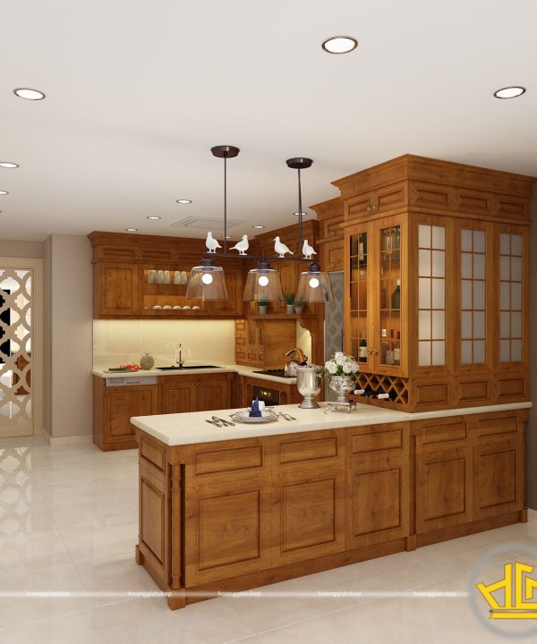 Tủ bếp tân cổ điển cô Hương Tân Hoàng Minh