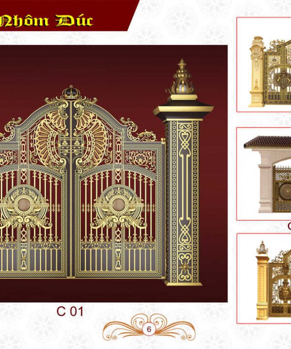 Cổng nhôm đúc Hoàng Gia 02