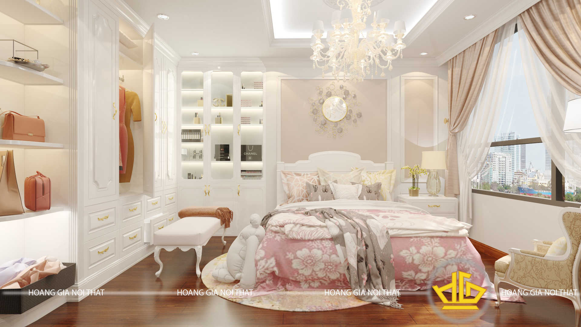 Mẫu Nội thất phòng ngủ tân cổ điển