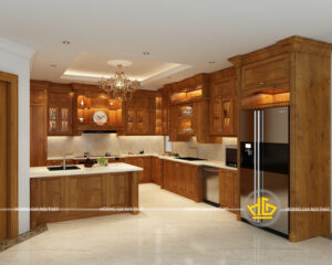 10 mẫu tủ bếp gỗ gõ hiện đại sang trọng đẳng cấp