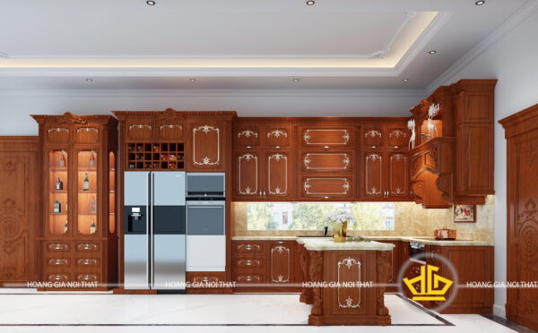 Mẫu tủ bếp gỗ hương đá châu Phi