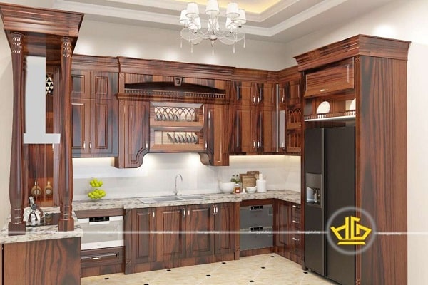 Mẫu tủ bếp gỗ cẩm lai 1