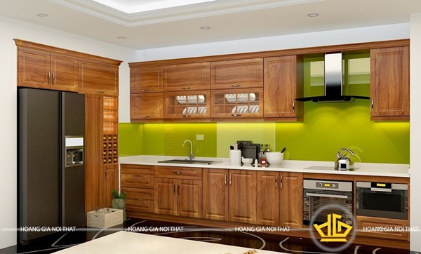Màu sắc tủ bếp gỗ lát mang đến sự nhẹ nhàng tinh tế