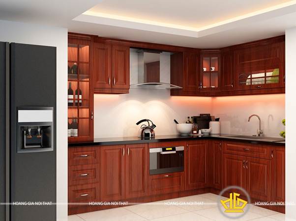 Tủ bếp gỗ lát