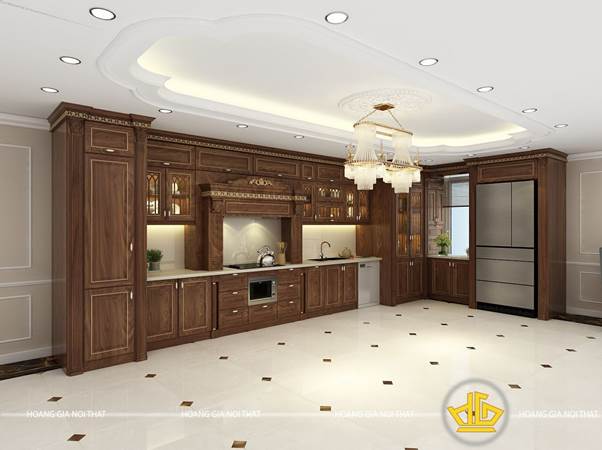 Tủ bếp gỗ óc chó