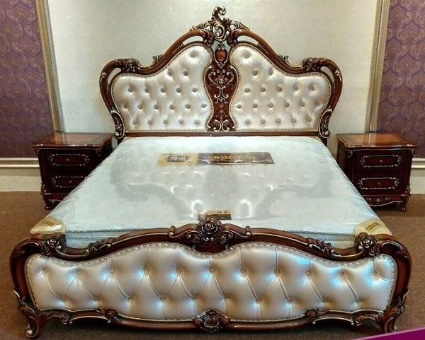 Giường ngủ tân cổ điển cao cấp bọc da