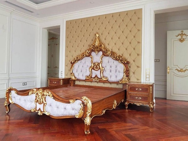 Giường ngủ gỗ tân cổ điển gỗ sồi đỏ
