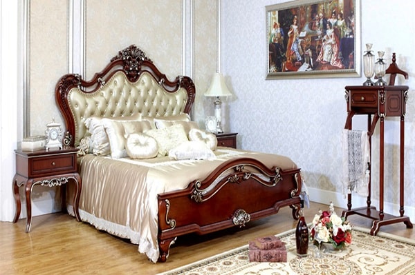 Giường ngủ gỗ sồi đỏ phong cách Châu Âu