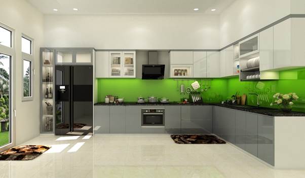 Tủ bếp mdf phủ acrylic ấn tượng
