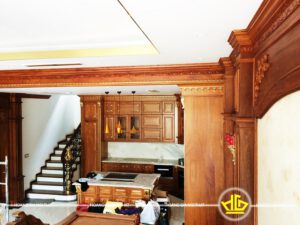 Thiết kế tủ bếp Gỗ gõ Châu Phi - Anh Hoạt Võ Chí Công, Hà Nội