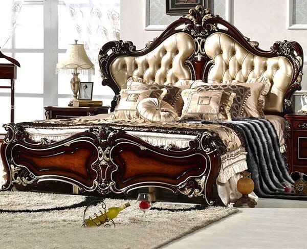 Giường ngủ tân cổ điển cao cấp làm bằng gỗ sồi đỏ