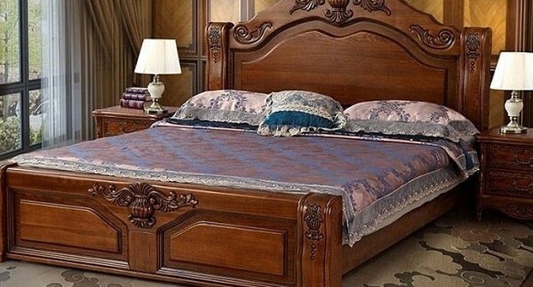 Mẫu giường gỗ óc chó chạm khắc tinh tế