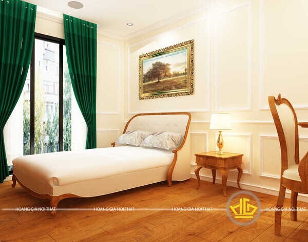 Mẫu giường gỗ óc chó đơn giản