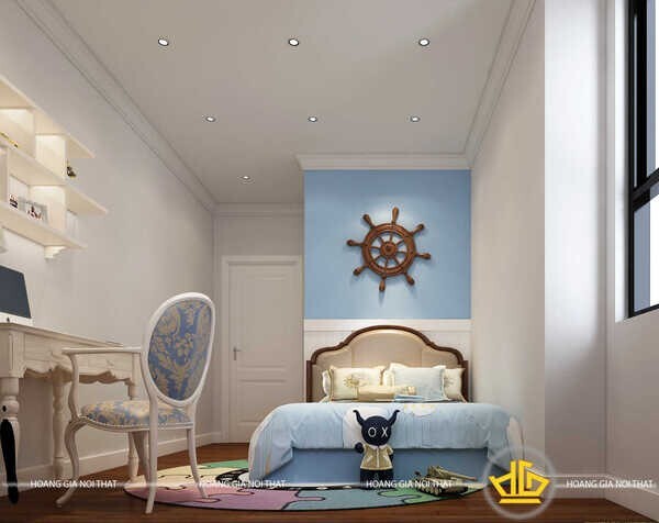 Mẫu giường gỗ kiểu tân cổ điển cho bé gái