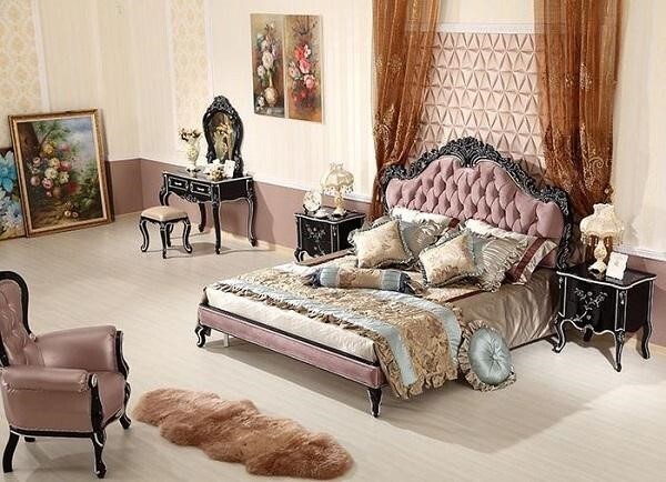 Giường gỗ hoàng gia phòng cách tân cổ điển