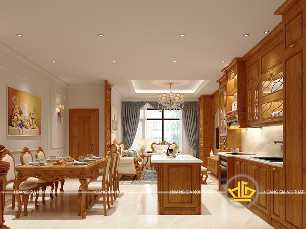 Mẫu tủ bếp gỗ gõ đỏ Châu Phi