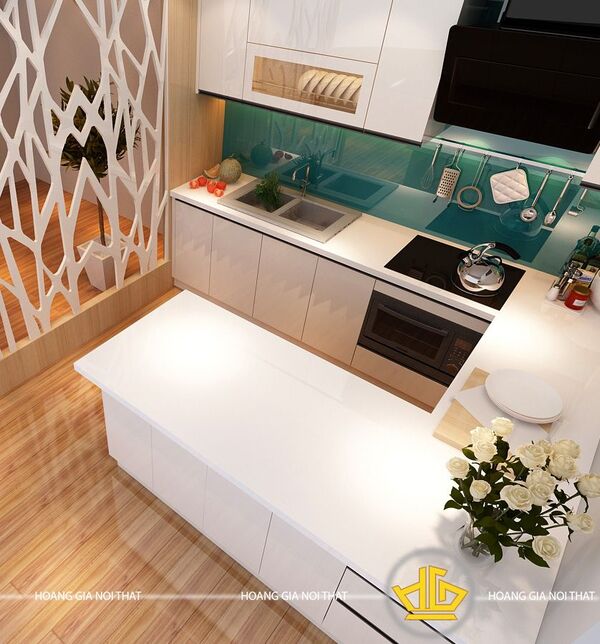  Tủ acrylic chữ U có màu sắc trẻ trung