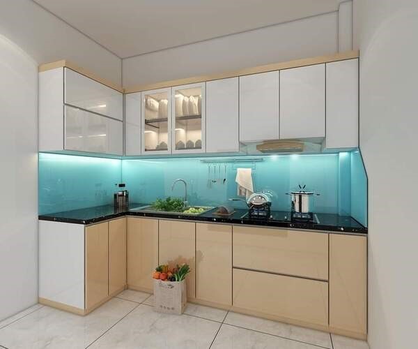 Tủ bếp MDF phủ acrylic ấn tượng