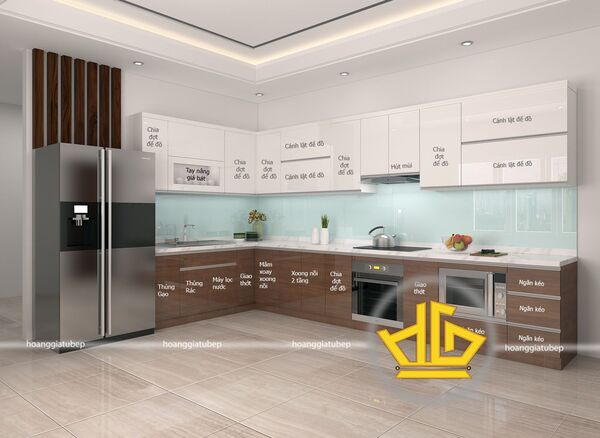 Tủ gỗ acrylic chữ L có thiết kế nhỏ gọn