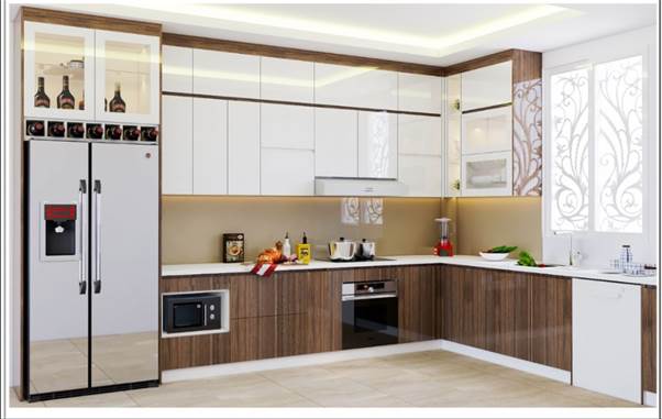 Tủ bếp acrylic bóng gương