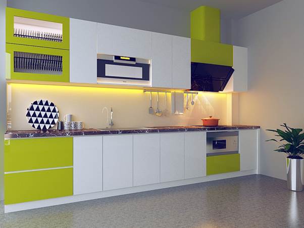 Tủ bếp acrylic chữ I