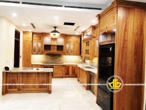 Tủ bếp gỗ gõ châu phi