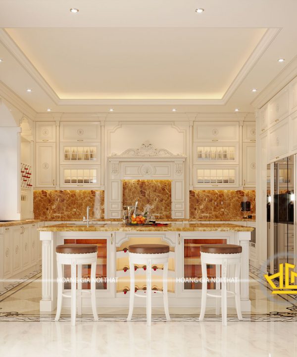 Tủ bếp tân cổ điển chị Thư Vinhomes