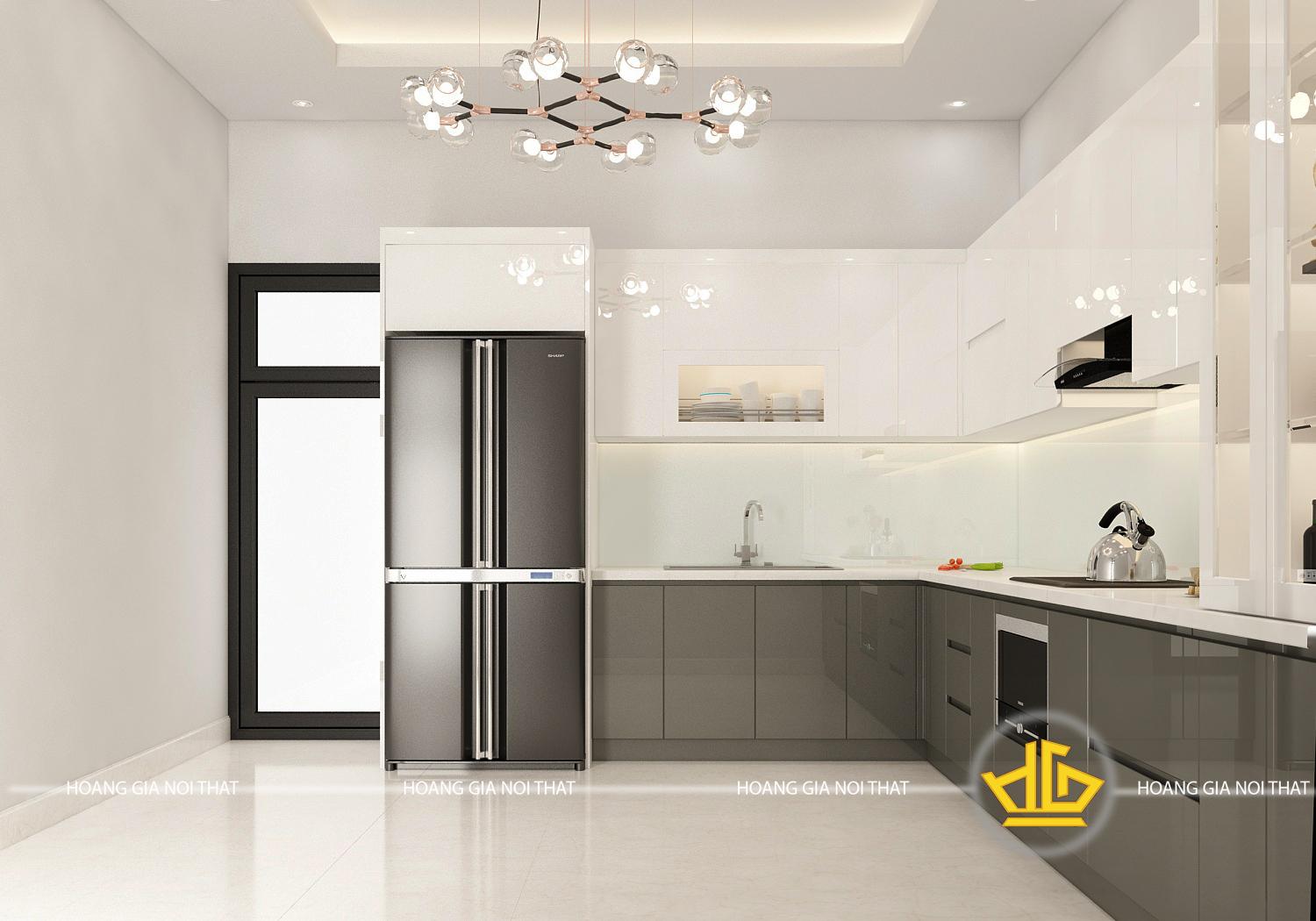 tủ bếp gỗ acrylic dễ lau chùi