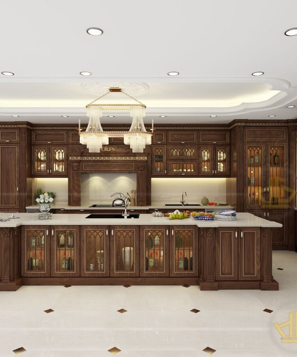 Tủ Bếp Gỗ Cẩm Mẫu 02